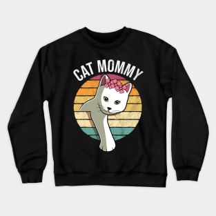 Retro Vintage Cat Mommy Funny Mothers Day Gift Crewneck Sweatshirt